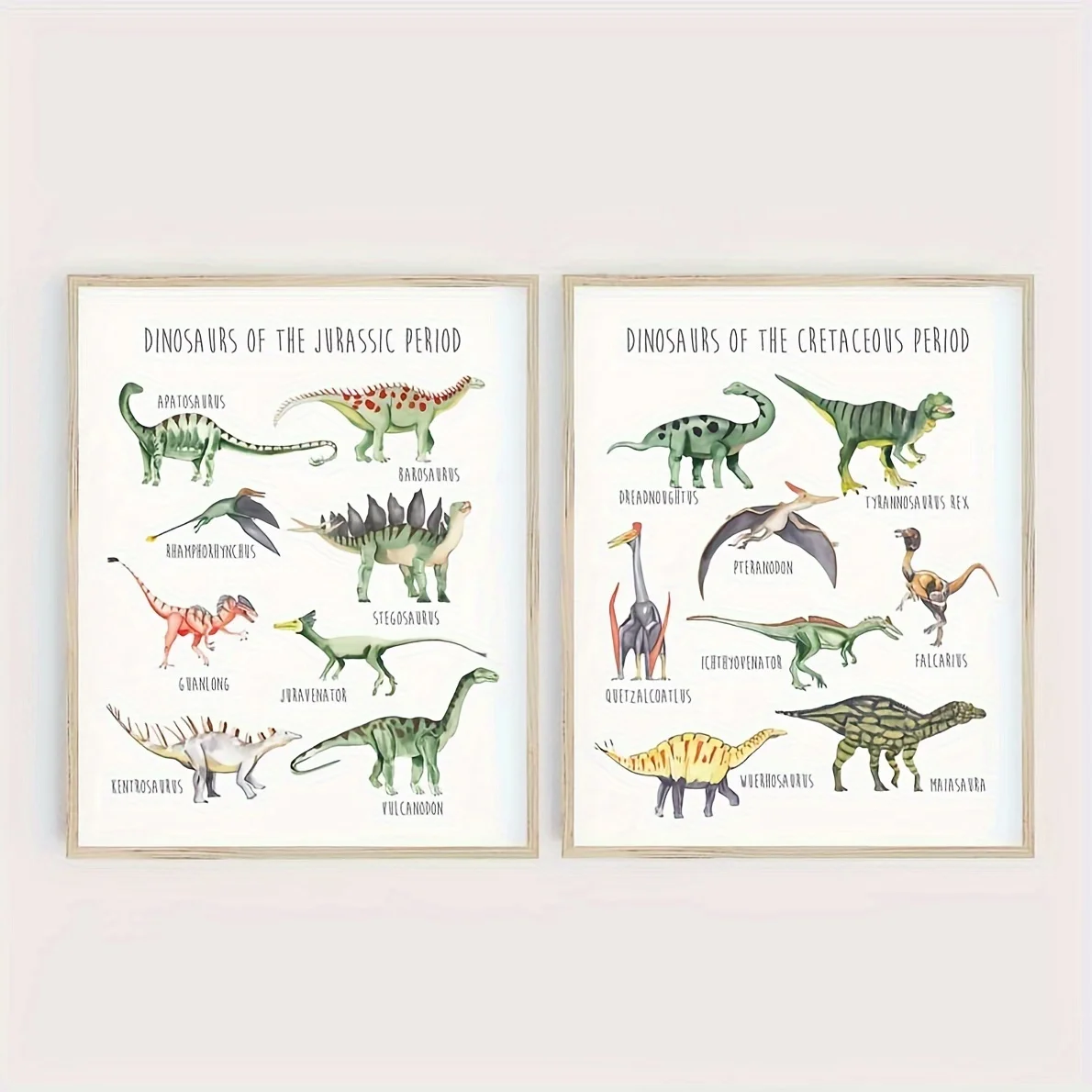 1/3pcs Cartoon Dinosaur Species Canvas Printing Cute Dinosaur English Knowledge Learning Wall Art Posters for Nursery Home Decor