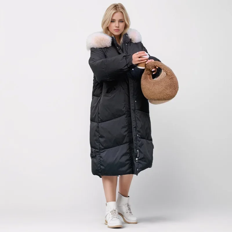 Veste matelassurera à capuche avec col en fourrure pour femme, manteau respirant, veste matelassurera en coton avec poche, longue parka optique chaude, vêtements d'hiver