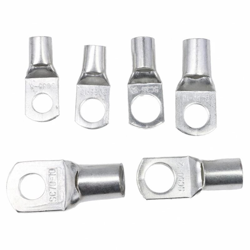 SC Type Wire Nose Terminal Bare Copper SC6 SC10 SC16 SC25 Battery Block Lugs Hole ID 6mm 8mm 10mm Crimp DTGA Cable Connector
