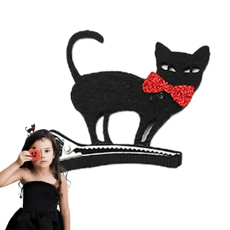 6 Types Halloween Hair Clips Girls Decorative Alloy Bat Pumpkin Headwear Cute Ghost Black Cat Hairpin for Masquerade Role Play