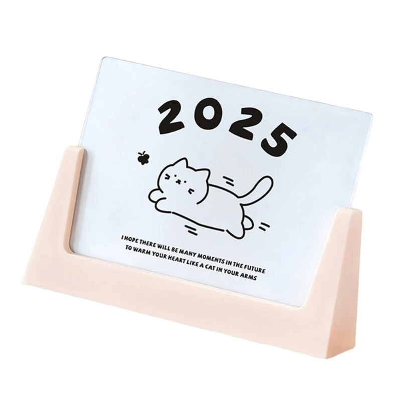 مخطط تقويم شهري للمكتب لعام 2025 مع 12 ورقة من البطاقات وحامل للمكتب