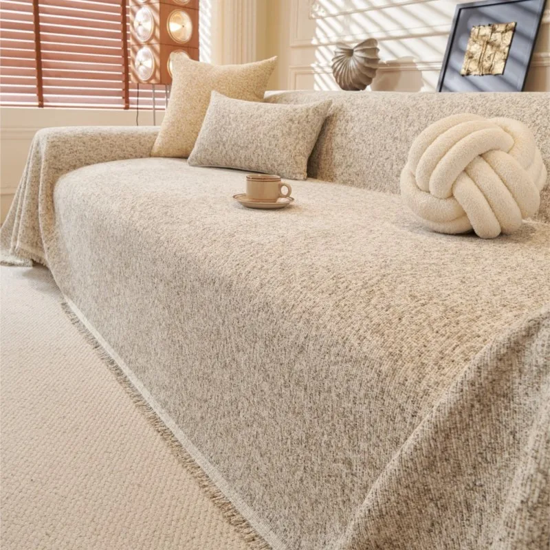 

Cat Scratch Resistant Dustproof Sofa Cushion Universal Striped Pattern Blanket Mat 2025 All-Season Chenille Sofa Cover Slipcover
