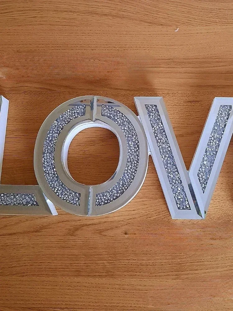 Luxury Large Shiny Love and Home Letters Home Decor Diamond Crush Mirror Furniture Wall Art