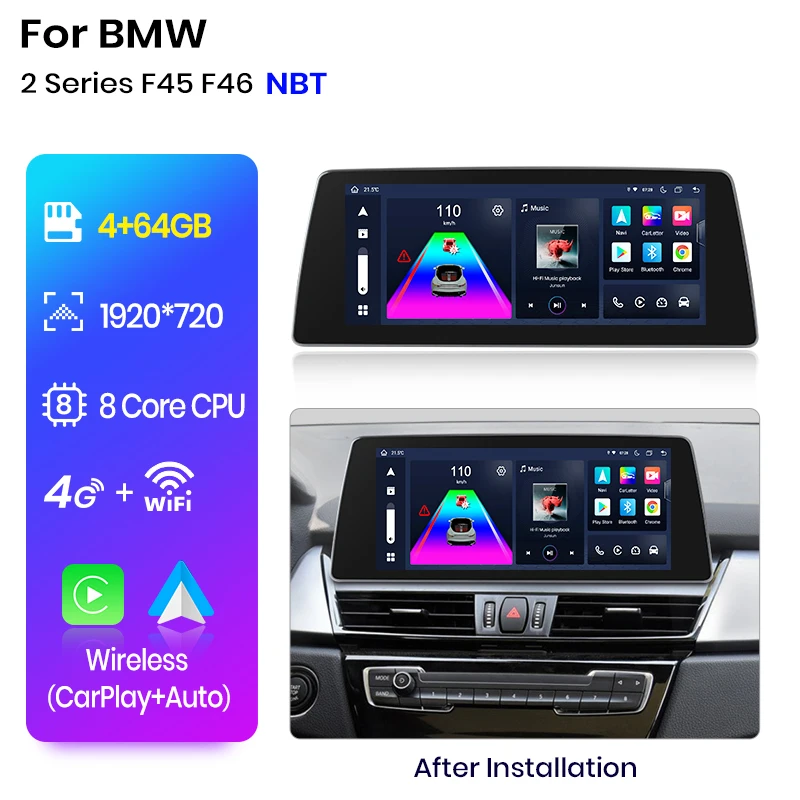 Junsun Draadloze CarPlay Andorid Auto Radio Voor BMW 2-serie F45 F46 F87 2013-2018 Intelligent systeem Stereo GPS-navigatie