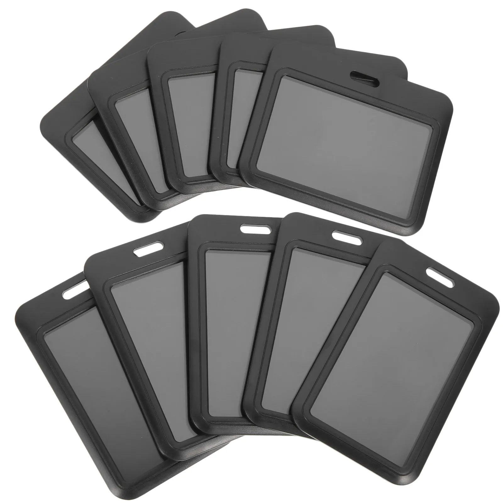 10Pcs Badge Holder Protective Card Cover Clear Front Window Hard Id Card Sleeve Horizontal Name Badge Protector for Office