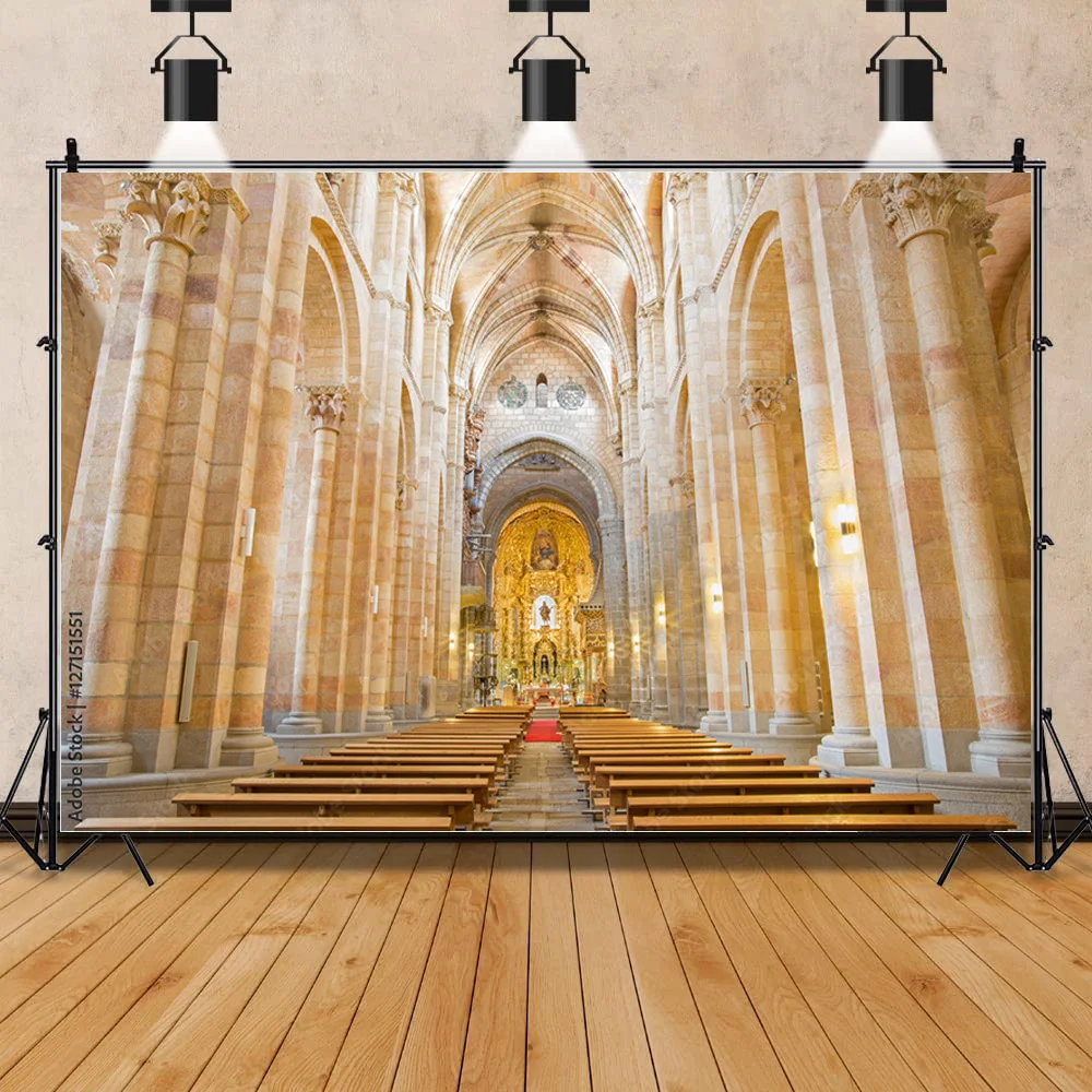 NITREE Auditorium European Style Church Photography Backdrop  Architecture Zagreb Cathedral Photo Studio Background JT-18