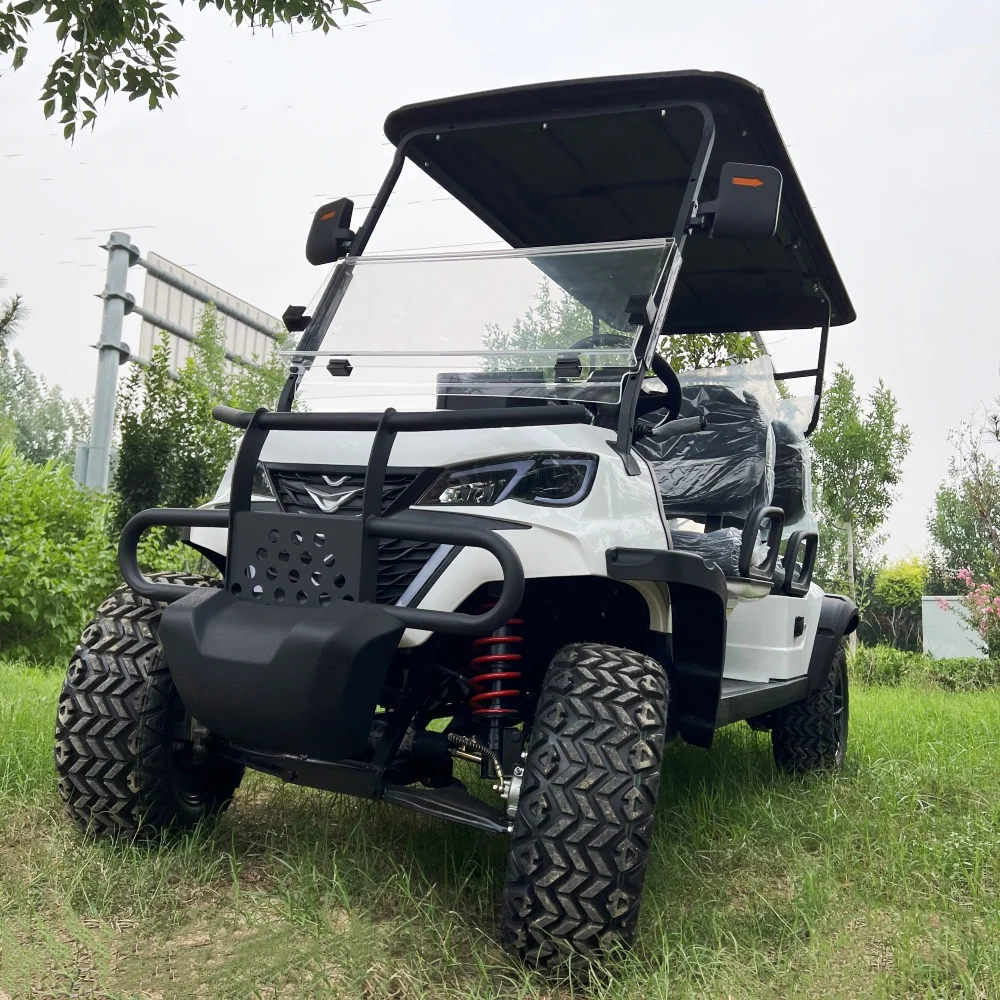 White Electric Off-road Golf Car 2 Rows 4 Seats Electric Buggy Club Car Lithium Battery Electric Sightseeing Golf Cart