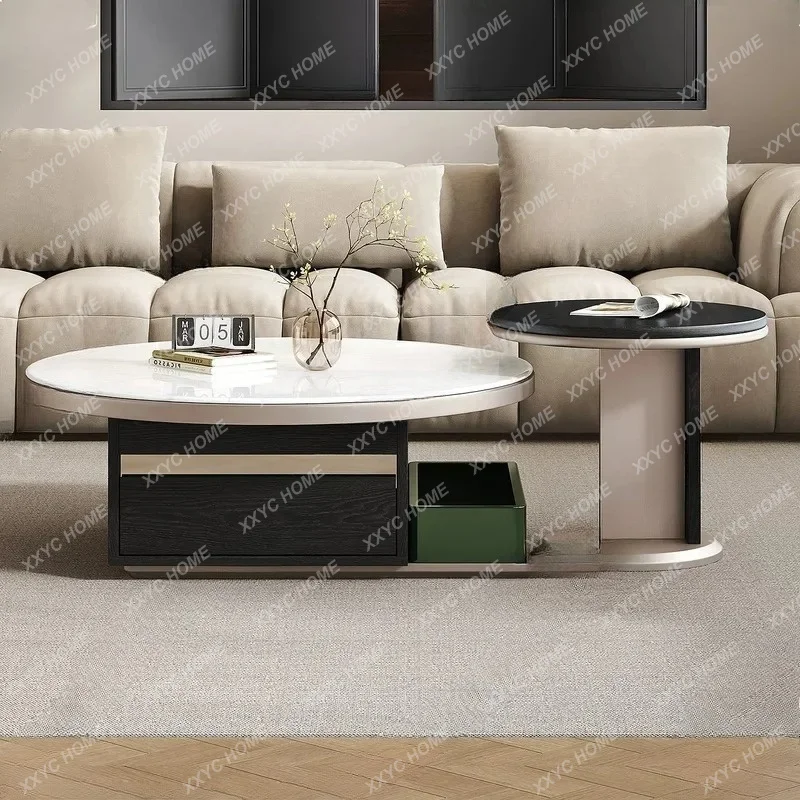 XX Modern Simple Tech Stone Color Blocking Coffee Table Set 2026 New Living Room Small Apartment  Luxury Side Table