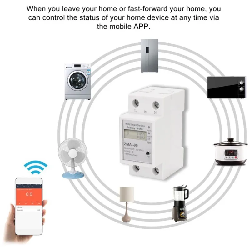

New Shown-Single Phase Wifi Intelligent For ENERGY Meter Power Consumption Kwh Meter Wattmeter Support Smartlife/Tuya App