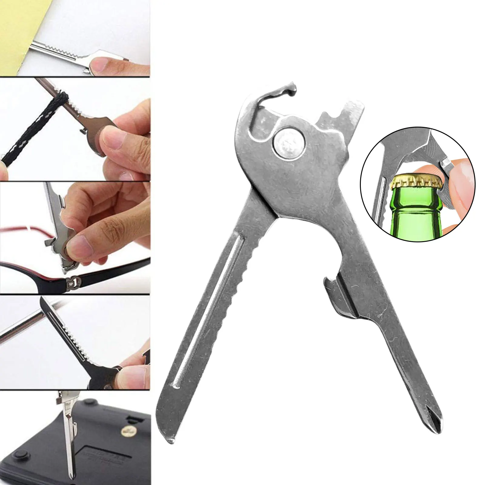 Outdoor 6 In 1 Utili-Key Mini Multitool Keyring Key Chain Camping Survival Rescue Pocket Plier Tools Survival Escape Tool 7*2cm