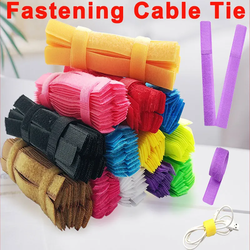 

50Pcs Reusable Cord Organizer Keeper Holder Fastening Cable Ties Straps Hook and Loop Wire Wrap Management Extend Securing Strap