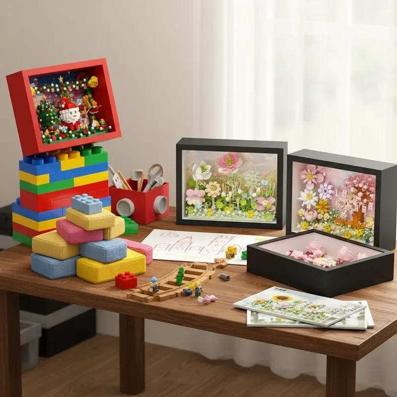 

2026 NEW Flower 3D Frame Building Blocks Set, DIY Flower Puzzle with Background Board, Wall & Desk Decor Gift for Girls Adults