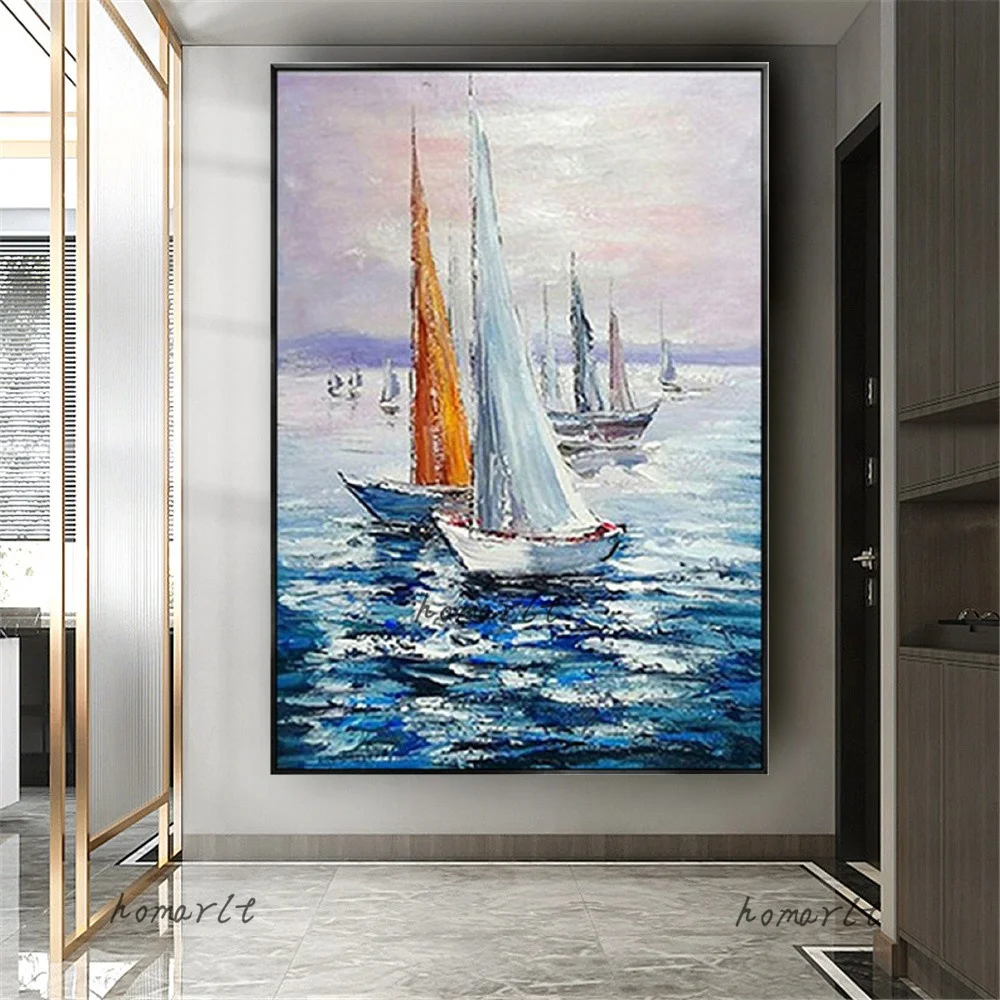 

100% Handmade Canvas Art Seascape Oil Painting Modern Abstract Wall Mapping For Living Room Bedroom Porch Hallway Luxury Mural