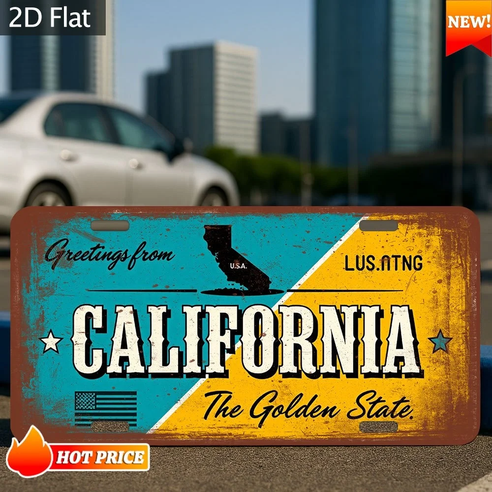 2D Flat - 1pc, 2D Flat, (12*6 Inches / 30*15 Cm), Retro Nostalgic Metal Decorative Plaque, Suitable for Living Room, Dining Room