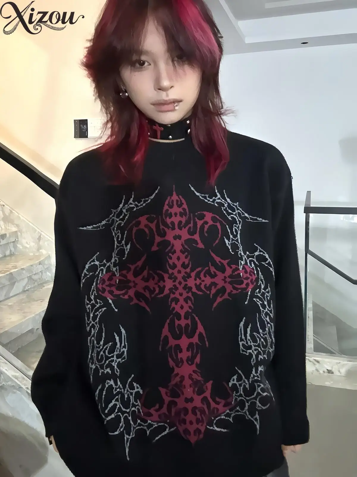 

Loose Sweatshirt Y2k Gothic Streetwear Ladies Pullover Casual Hoodies Harajuku Style Women's Long Sleeve Tops Spring Autumn
