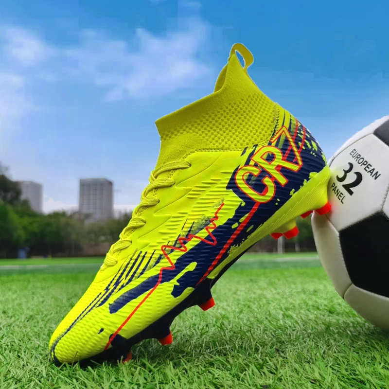 

New Men Outdoor Sport Soccer Shoes Adult Training Boys Football Boots Cleats Long Spikes Non Slip Breathable Match Comfortable