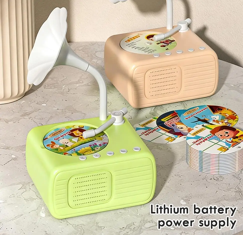 

Kids Phonograph With 96 Cards Early Education Phonograph Story Machine Toddler Record Player Children Storytelling Music Bedtime