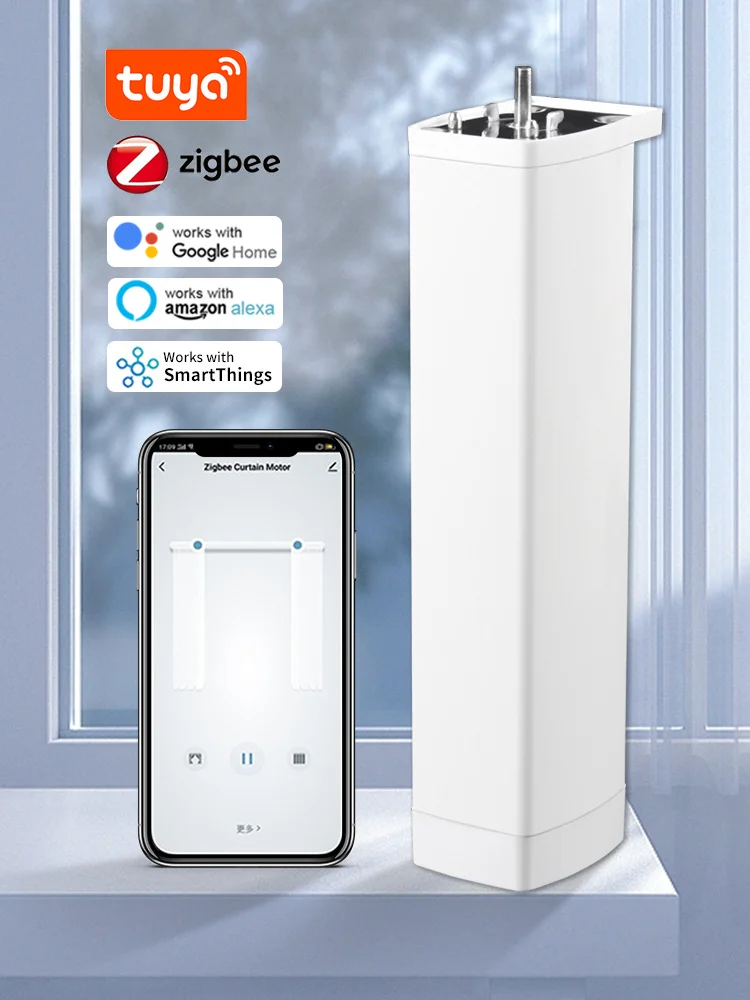 Smart Tuya Zigbee Electric Smart Automatic Home Curtains Shutter Motor Support RF Remote APPVoice Control Alexa Google Assistant