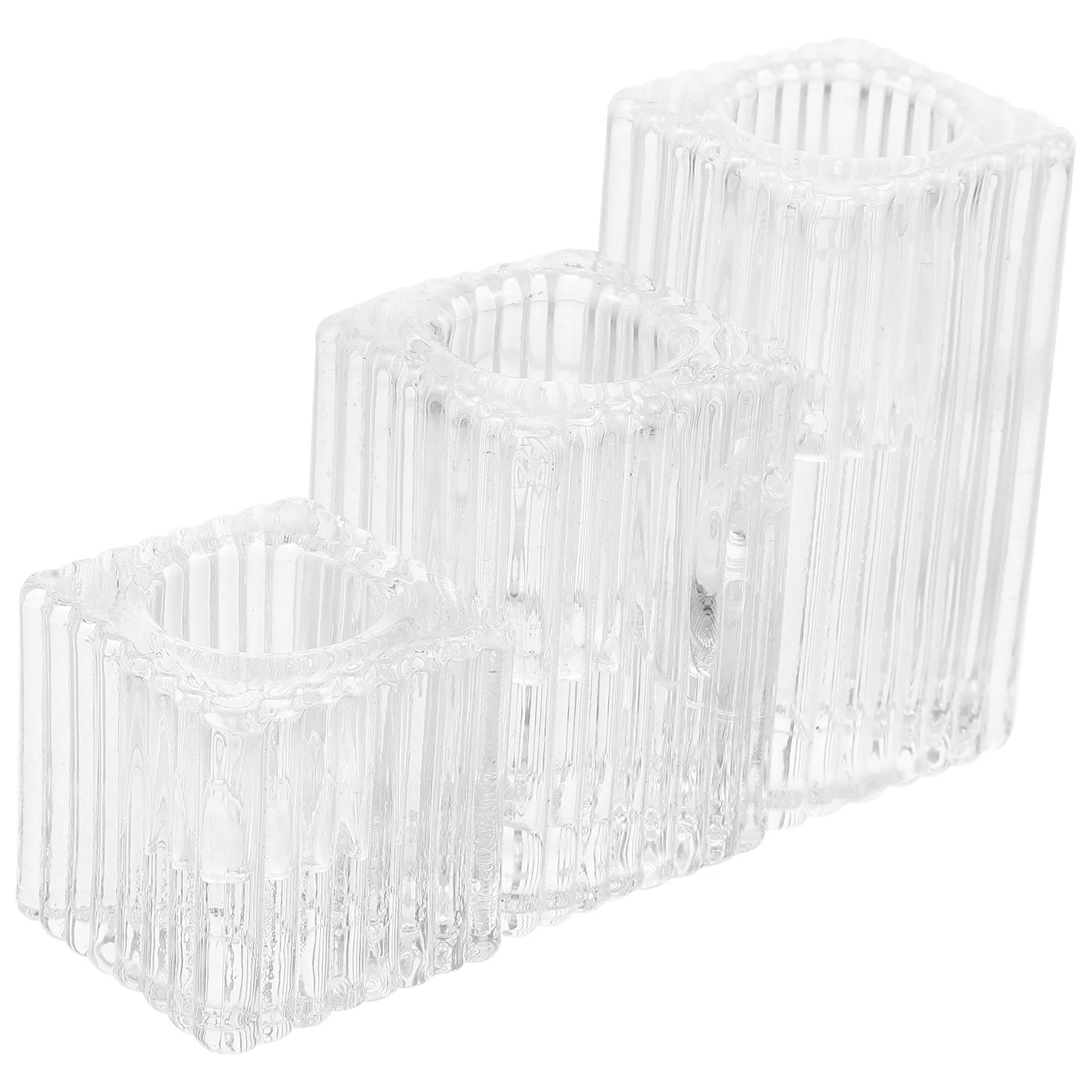 

3Pcs Glass Holder Clear Elegant for Home Wedding Table Centerpiece Pillar Stand Elegant Glass Candlestick