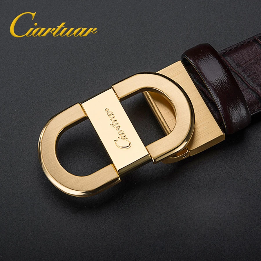 Luxury Designer Men's Belt 2026 Ciartuar Official Store High Quality Genuine Leather Cowskin Fashionable Accessory for Dress Pan