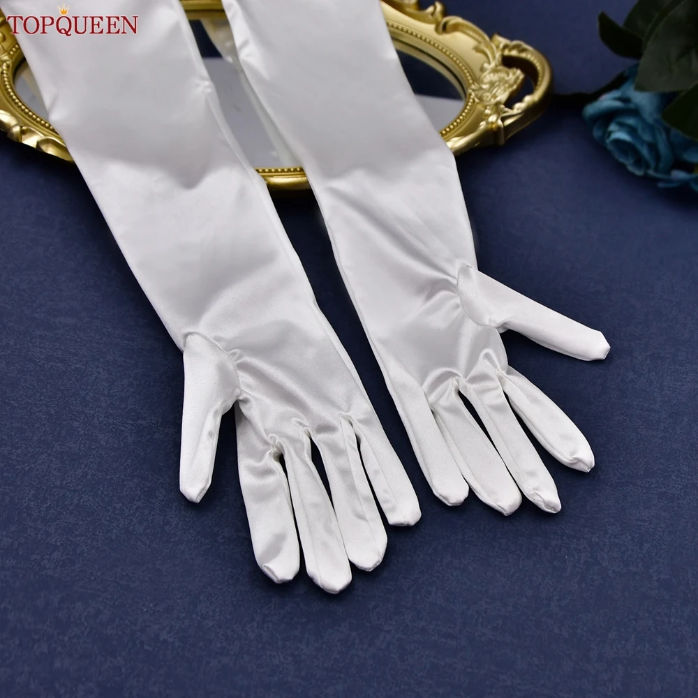 TOPCLS-Gants de longueur de bras EEN pour femme, gants pour patients de mariage avec doigt, accessoires de mariage pour la mariée, bricolage, enterrement de vie de jeune fille, VM22