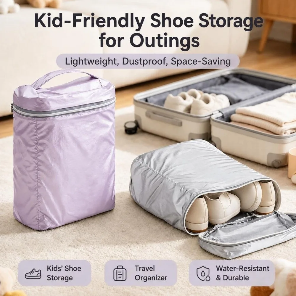 Durable Water-Resistant Travel Shoe Bag Odor-Resistant Portable Shoe Storage Bag Foldable Lightweight Sport Shoe Bag Travel