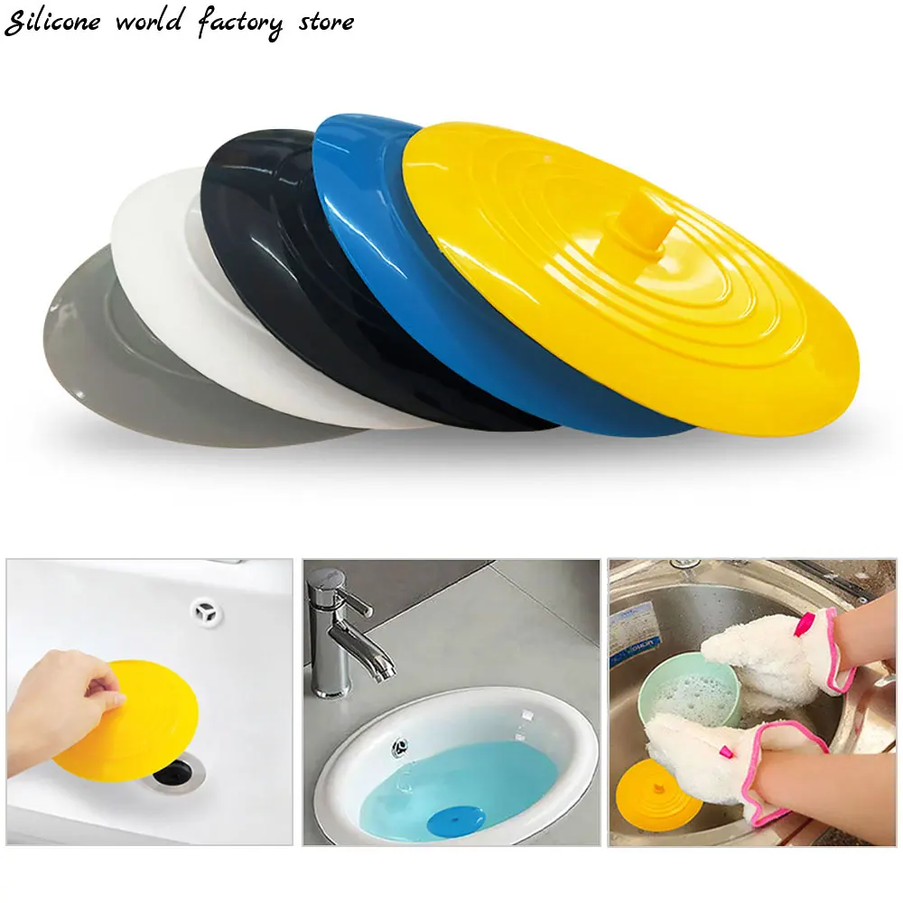 Silicone world 15cm Silicone Bathtub Stopper Leakage-proof Drain Cover Sink Hair Stopper Tub Flat Plug Stopper Bathroom Tools