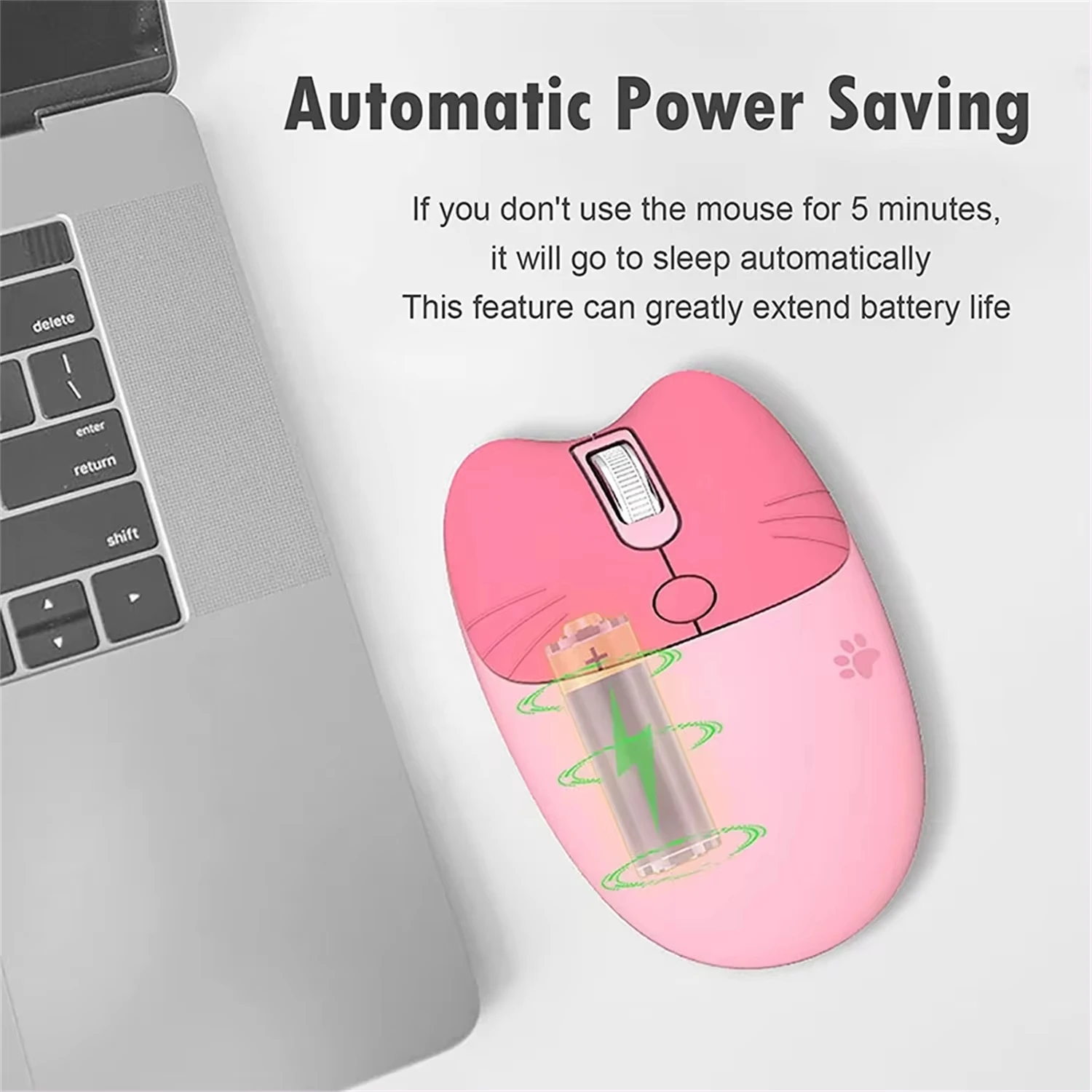 Cartoon Cute Meow Paw Dual-Mode Silent Mice Wireless 2.4G+Bluetooth Optical Ergonomic 3D Mouse For Laptop Tablet PC Office Game