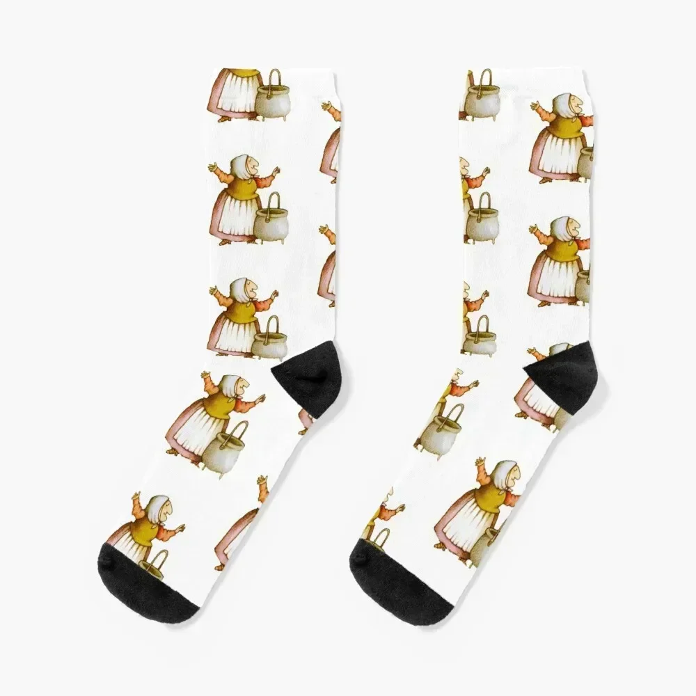 

Strega Nona with Pasta Pot Socks FASHION hiking floor Wholesale Socks Women's Men's