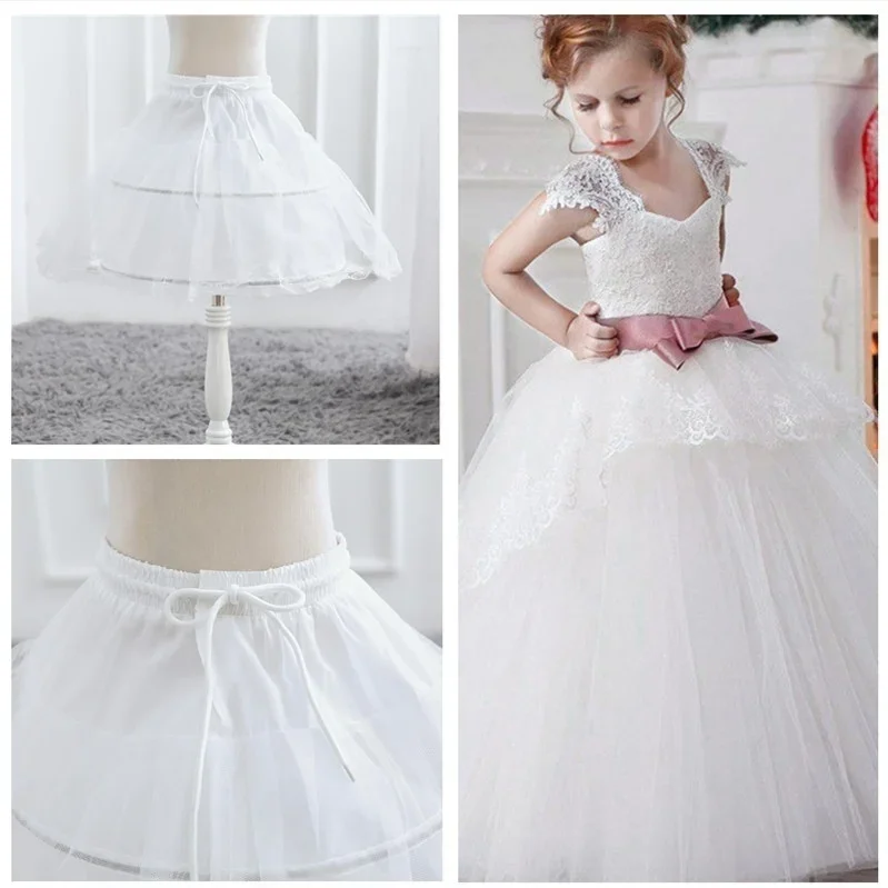 Cô Gái Nhỏ Vòng Váy Petticoat 2 Treo Tường 1 Lớp Trẻ Em Crinoline Viền Ren Đầm Hoa Bé Gái Tây Nam Không Co Giãn