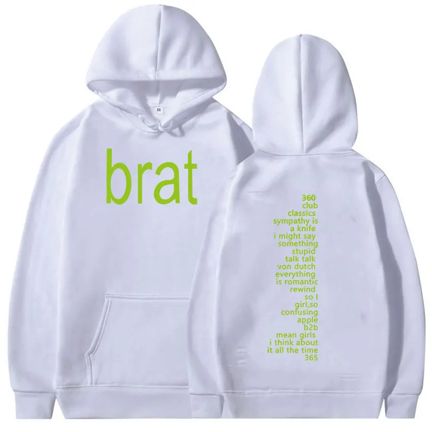 Charli XCX Brat 2024 Tour Album Print Hoodie Men Hip Hop Retro Pullover Sweatshirt Unisex Casual Oversized Hooded Y2k Streetwear