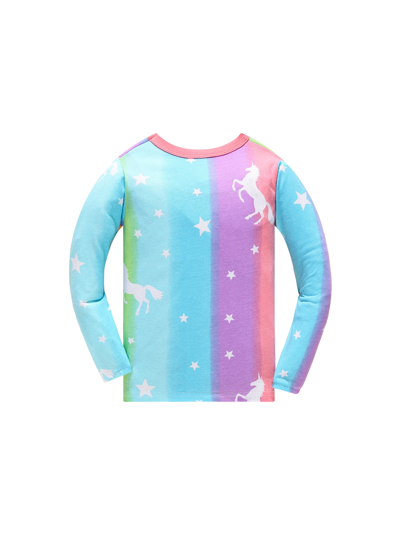 Kinderkleidung Frühling und Herbst Langarm Lange Hosen Unterwäsche-Set Pyjama-Set Mädchen Buntes Einhorn Hauskleidung-Set – Detail 6