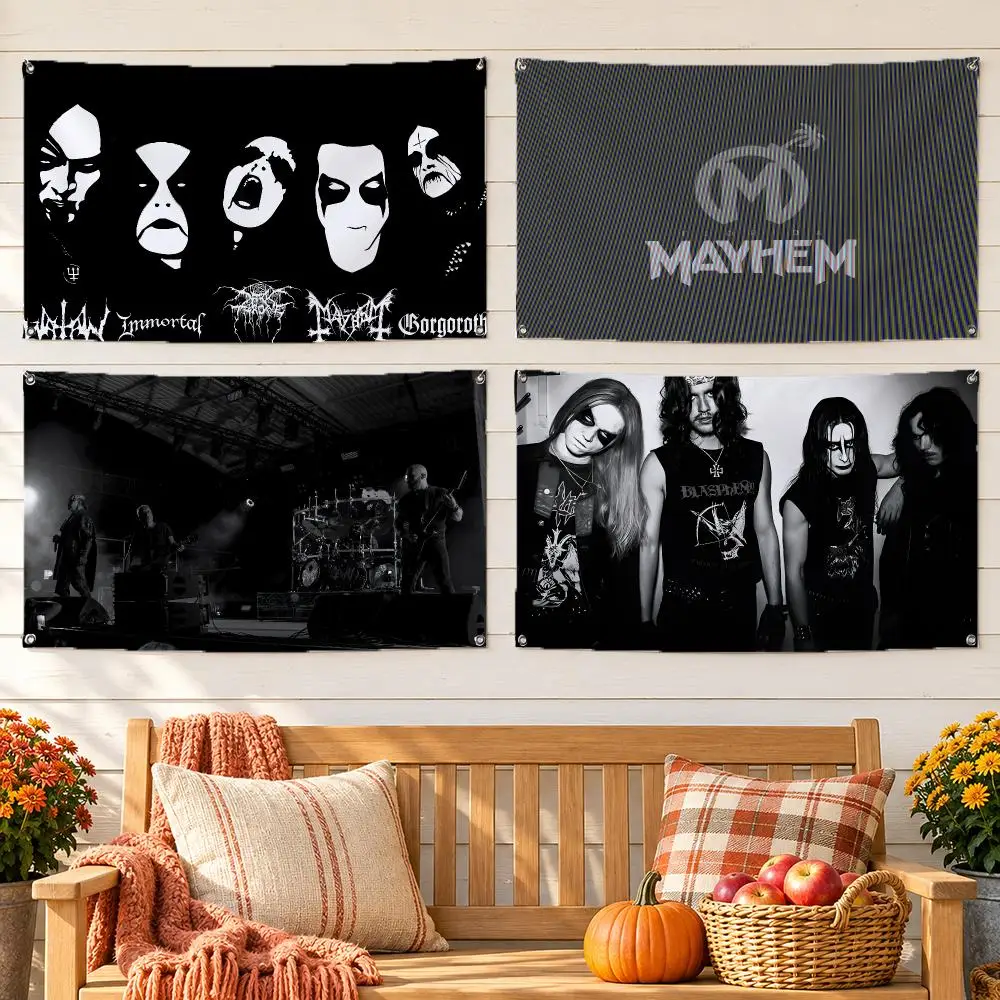 Band M-Mayhem Canvas Painting Modern Flags No Hem Banner Anti Fade Washable Home Wall Decor Multi Sizes