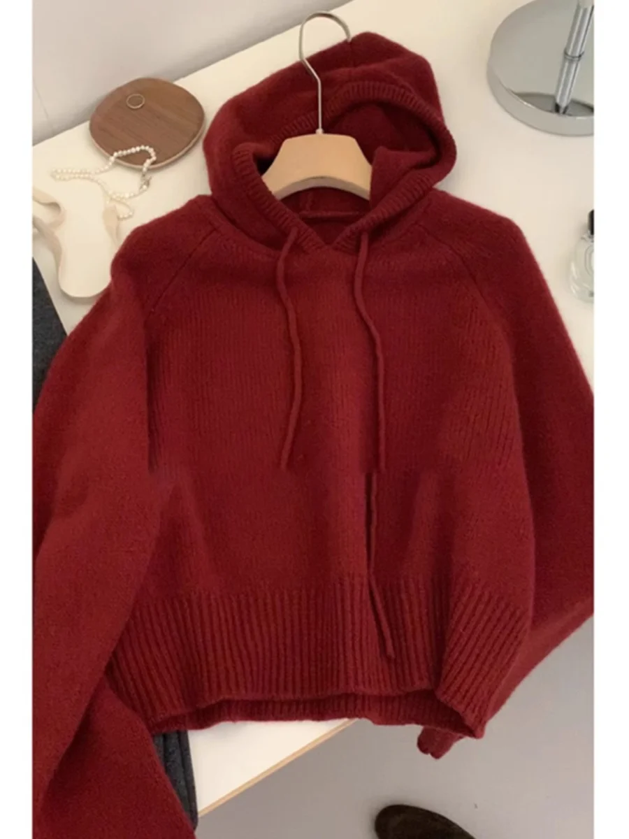 

Ladies' Knitted Hat Sweatshirt Bear Velvet Christmas New Year's Clothing Soft Cozy Red Color Autumn Winter Seasonal Tops