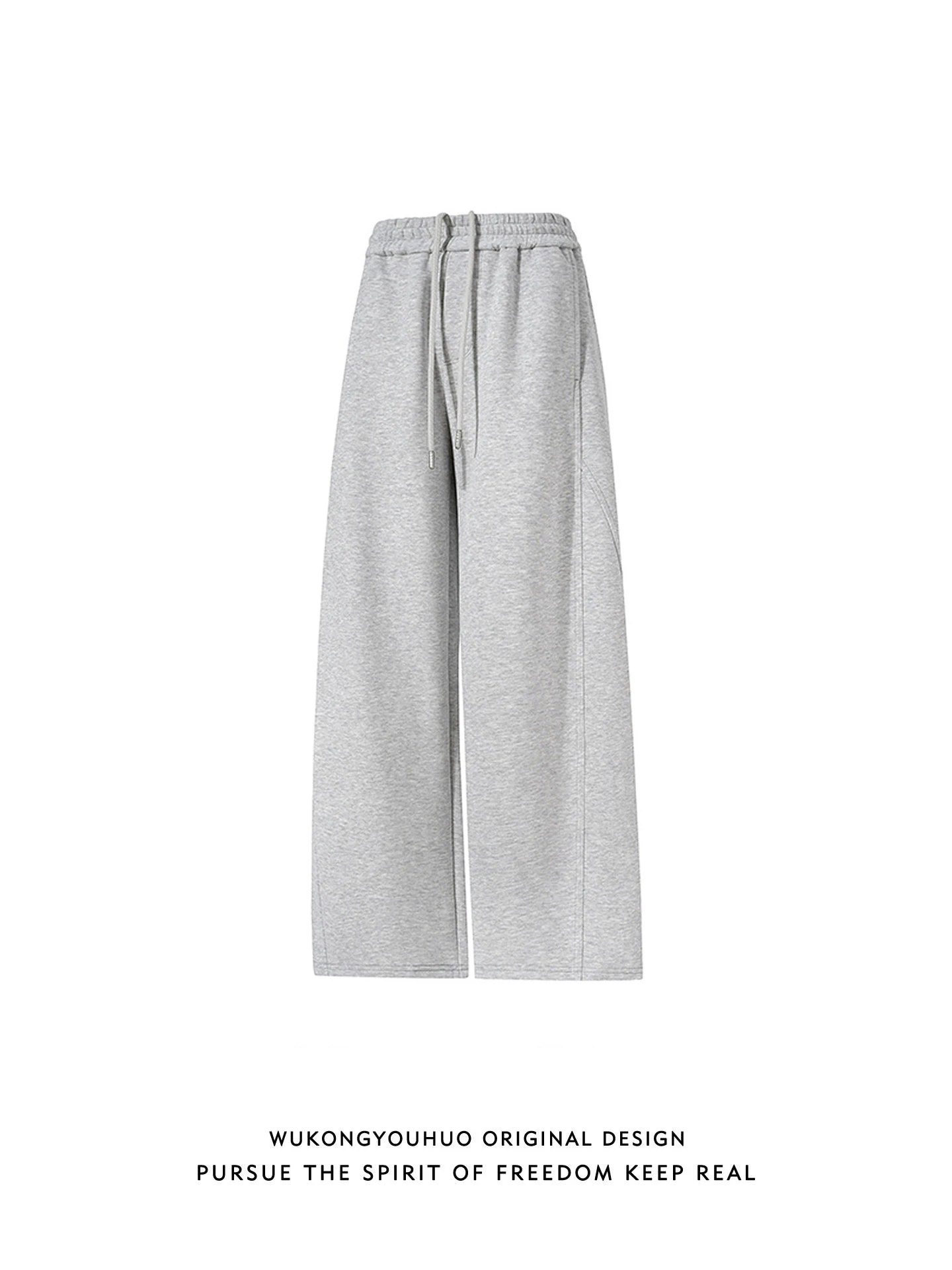 

Retro Pure Color Dstring Elastic Loose Leg Men's Casual Pants Youth Trendy Wear Resistant Straight Tube Spring Autumn