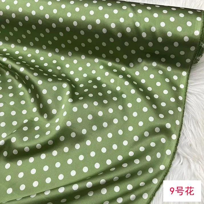 Classical Polka Dot Print Mulberry Silk Stretch Satin Fabric