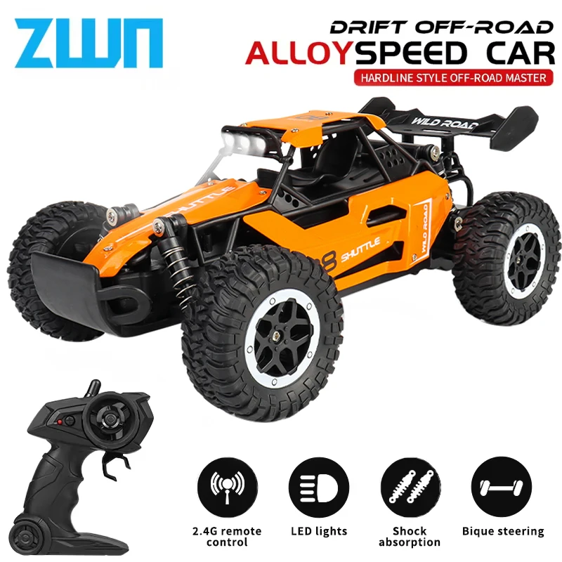 ZWN 1:16/1:20 2.4G Model RC Car With LED Light 2WD Off-road Remote Control Climbing Vehicle Outdoor Cars Toy Gifts for Kids