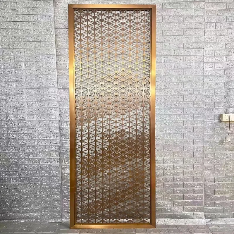 Art Stainless Steel Screen Partition with Chinese Lotus Kingfisher Relief Pattern for Living Room Bedroom Vertical Entrance
