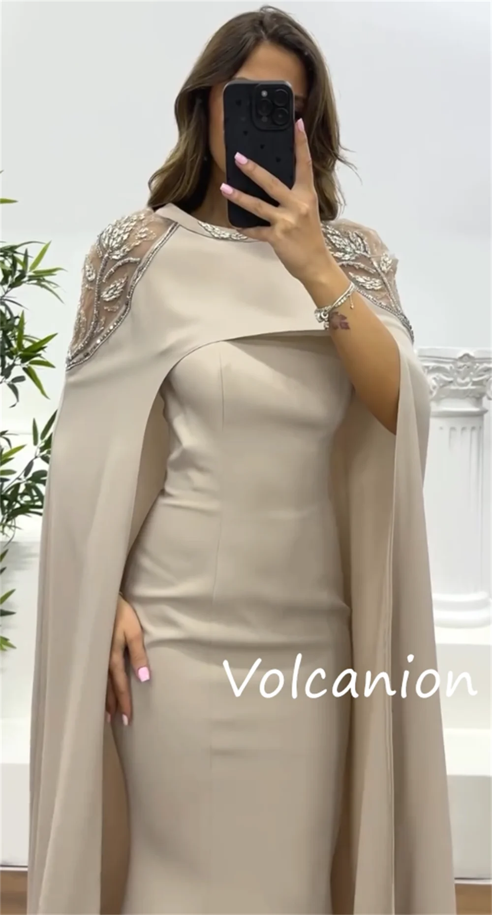 カスタマイズされたレトロジャージースパンコールトランペットスクープネックロングドレスオーダーメイド機会モダンスタイルカジュアル