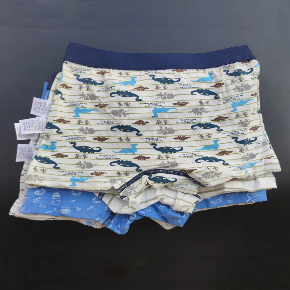 4pcs Boys Underpants Animal Dinosaur Shark Rocket Print Cotton Stretch Children Underwear Sets Kids Panties Boxers Briefs Years