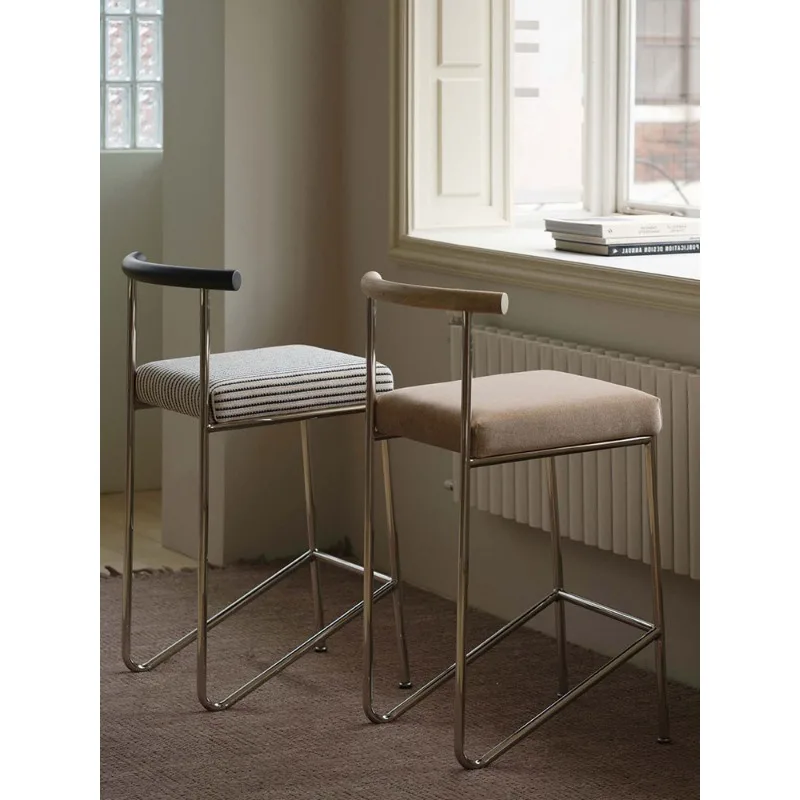 

Minimalist stainless steel high stool modern simple Nordic light luxury bar chair