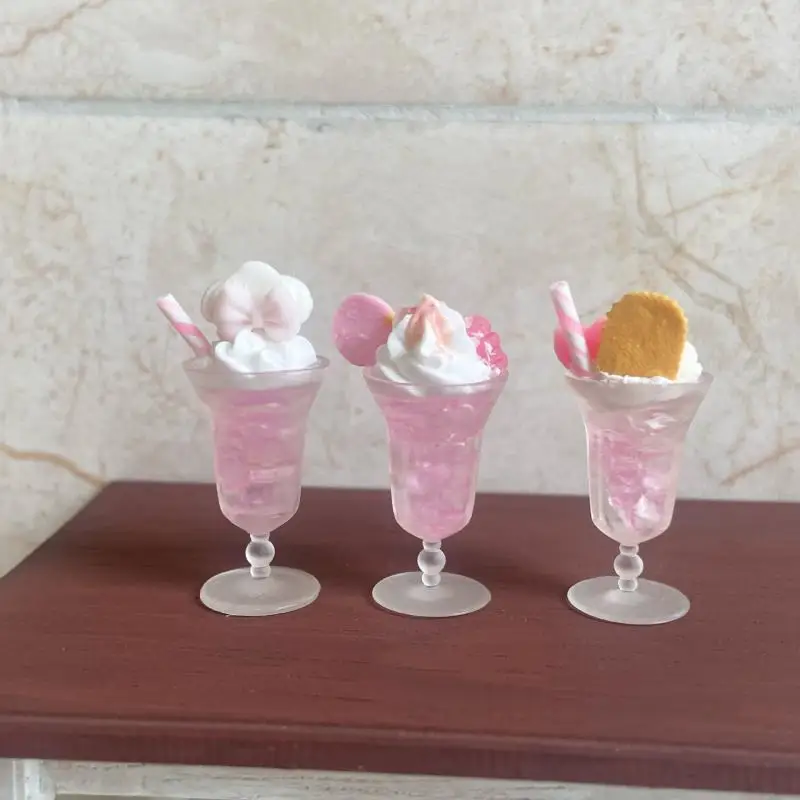 1 pieza de casa de muñecas en miniatura, comida, taza de helado rosa, modelo de bebida, juguete para muñeca, accesorios, decoración para casa de muñecas, regalo para niños