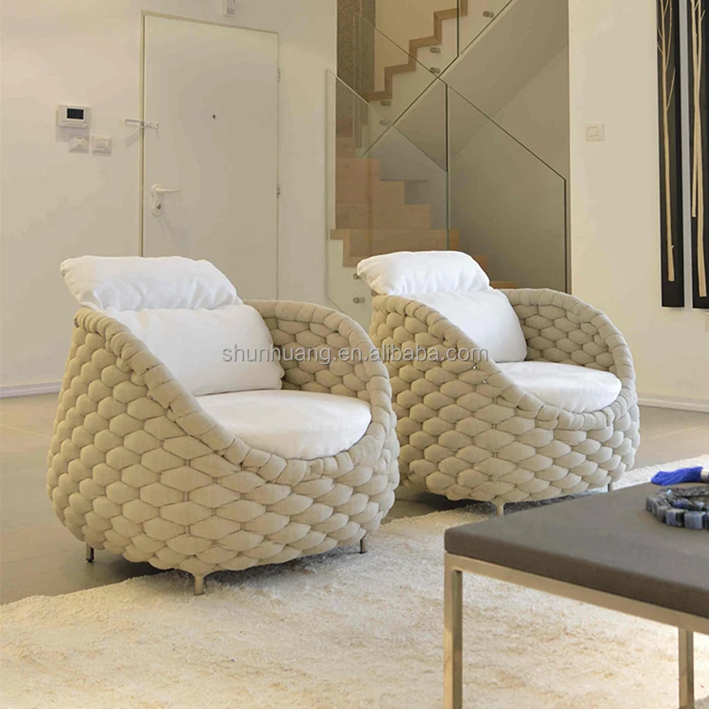 All Hand-made Outdoor Balcony Webbing Furniture Rope Sofa Set Outdoor Furniture Set Sofa & Coffee Table Set