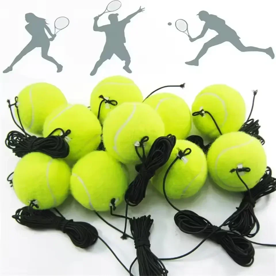 1A-Professional Tennis Training Partner Rebound Practice Ball with 4m Elastic Dog Playing Balls Outdoor Training Sports