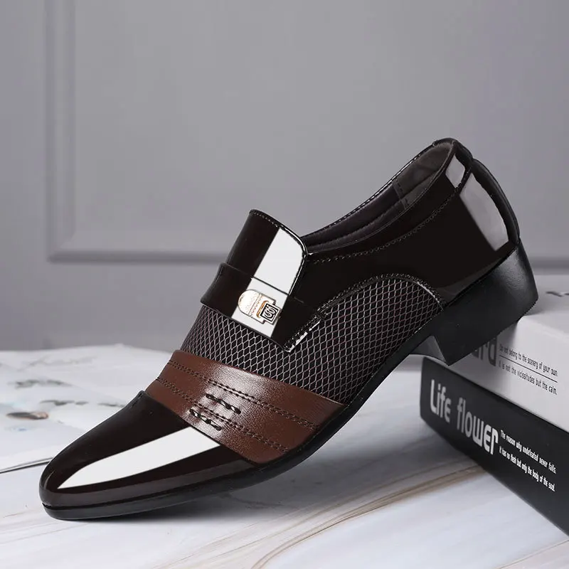

New Business Leather Shoes Men's Large Size Formal Shoes Slip-on Fashion Wedding Shoes