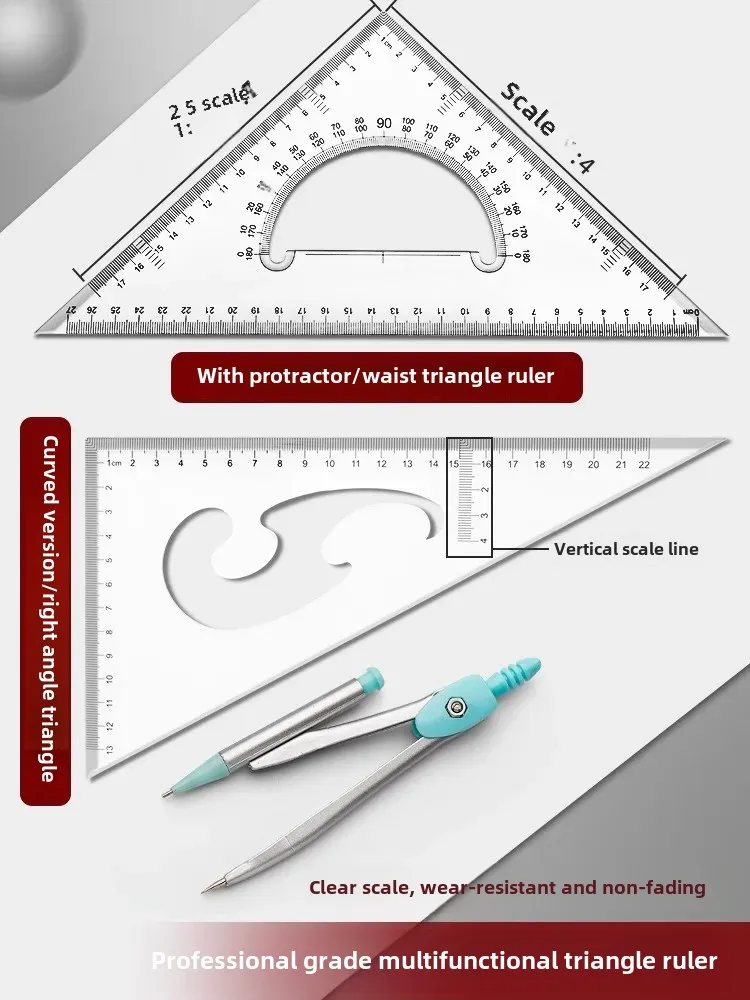 Multifunctional Thickened Triangle Ruler High Precision Measurement Tool For Architectural Engineering Design