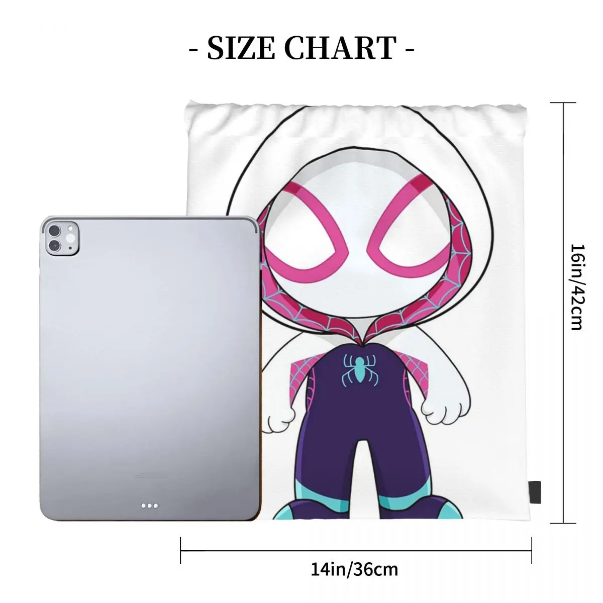 Cute Spider Ghost, Baby Spidey Girl, Grl Pwr, Cartoon Backpacks Drawstring Bags Drawstring Bundle Pocket Sports Bag Book Bags