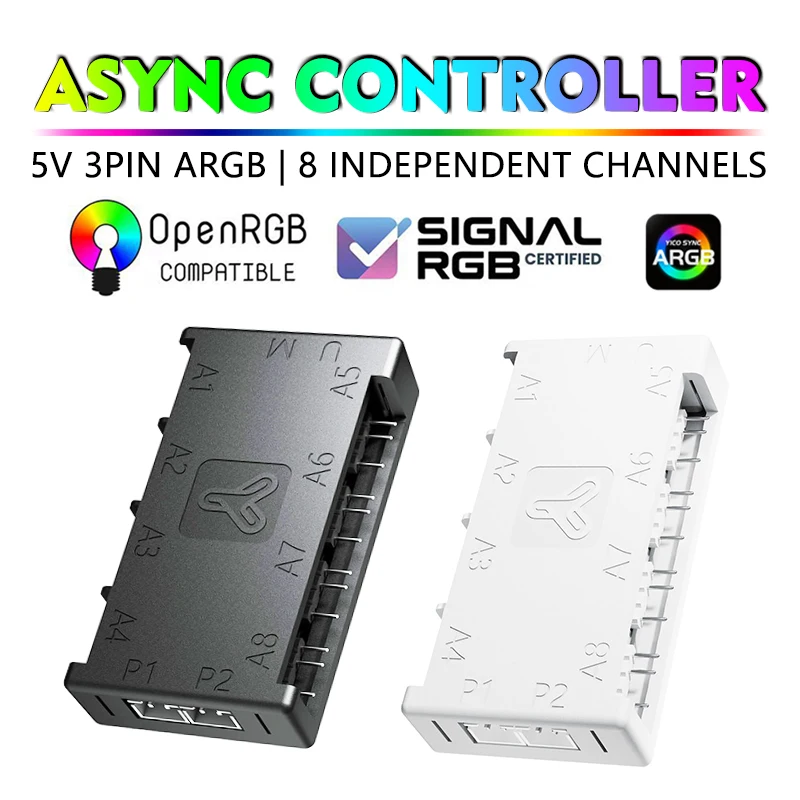 YICO ELITE SignalRGB OpenRGB Addressable 5V 3PIN ARGB Async Controller HUB For Gaming Computer PC Case Cooling Fans Light Strip