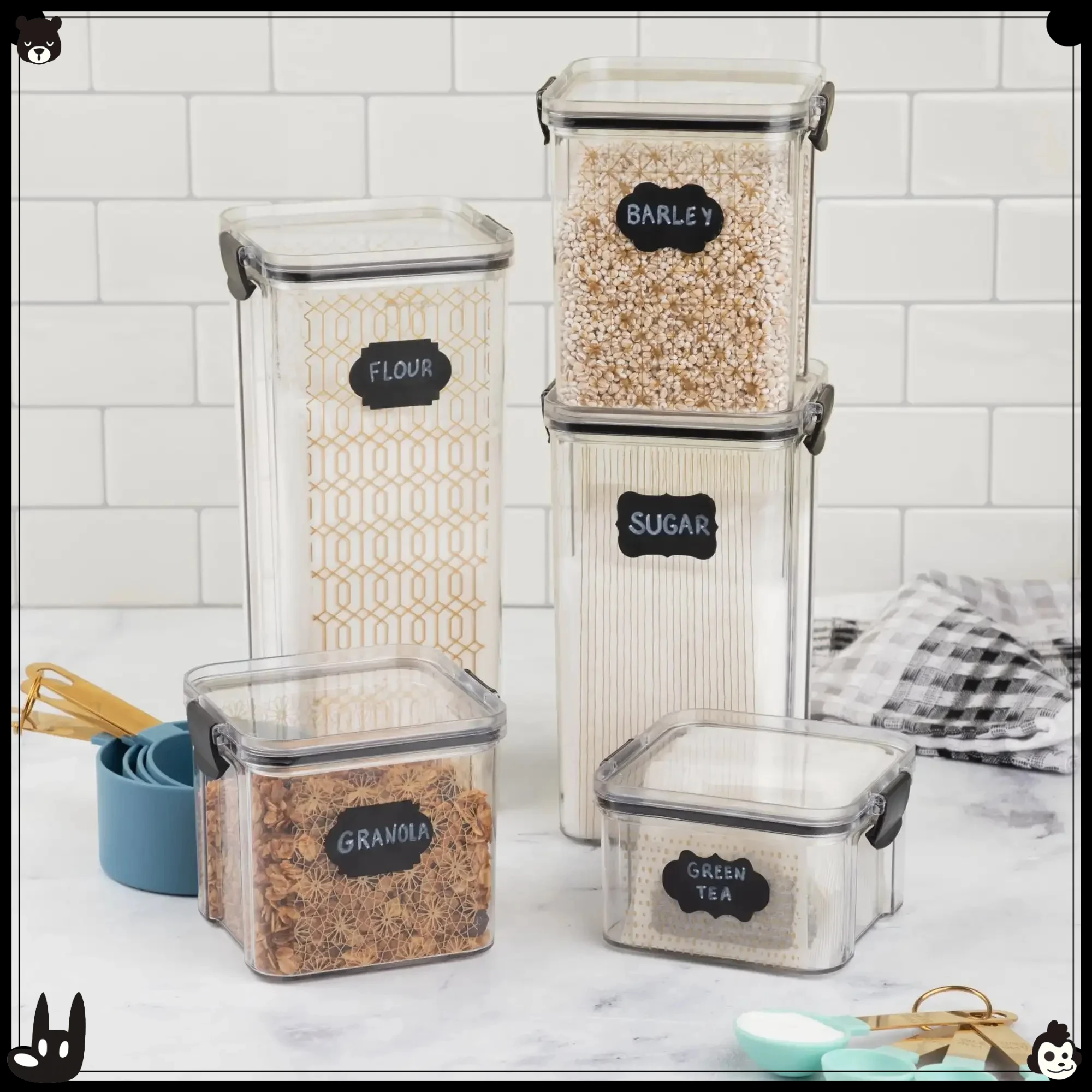 مجموعة من 5 عبوات طعام ذهبية بقفل ذهبي (10 قطع)، وحدة تخزين محكمة الغلق للمطبخ للمخزن وإعداد الغداء والوجبات