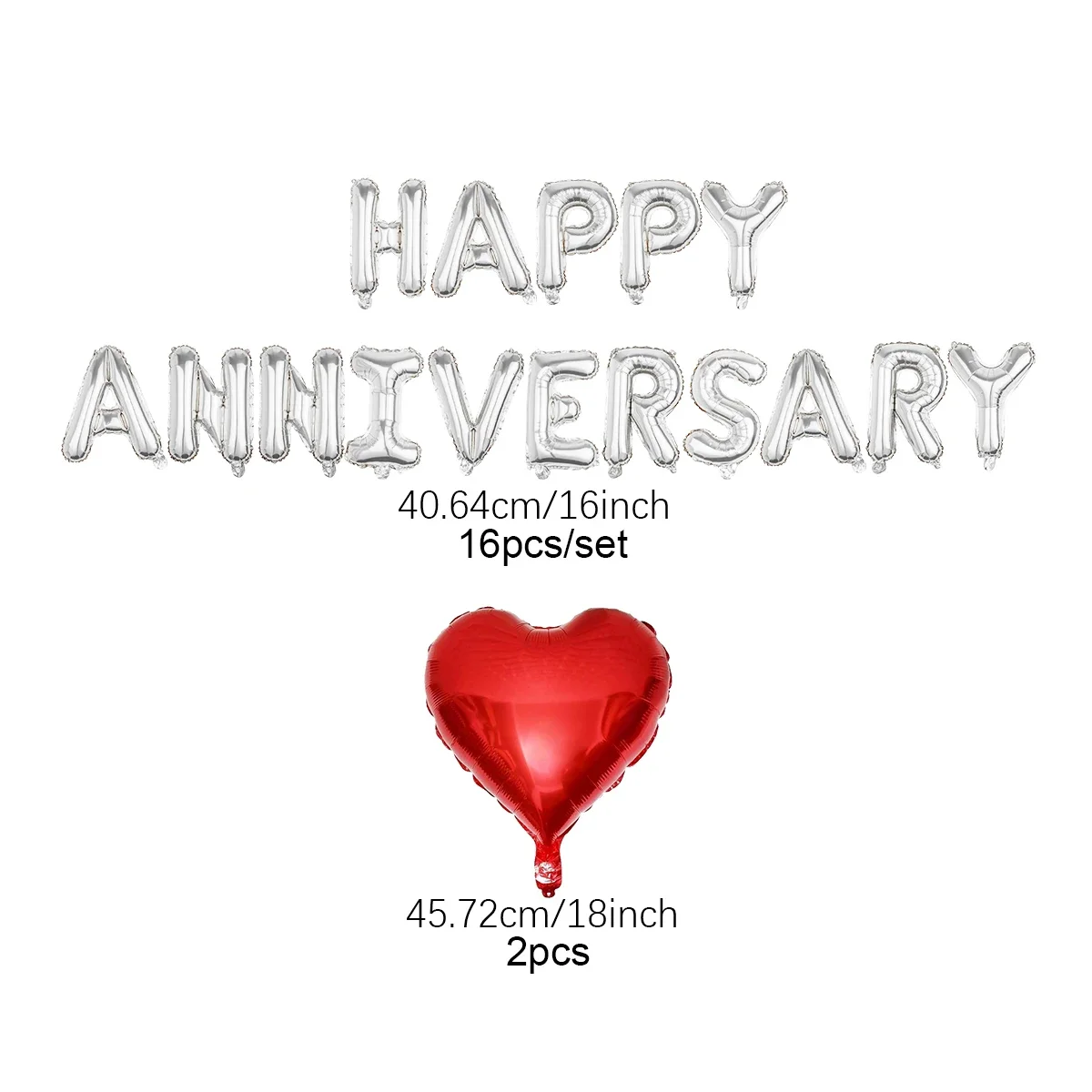 18 Stück Happy Anniversary dekorative Ballonbanner, für Valentinstag, Jahrestag, romantische Heimdekoration – Detail 8